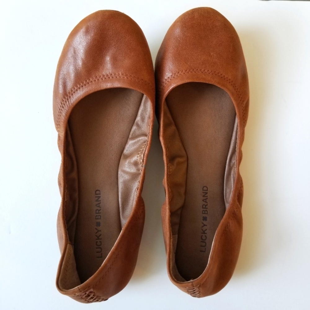 NEW Lucky Brand Brown Leather Emmie Ballet Flats,